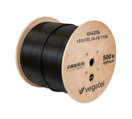 Кабель коаксиальный VEGATEL 5D-FB (Titan, черный) бухта 500м