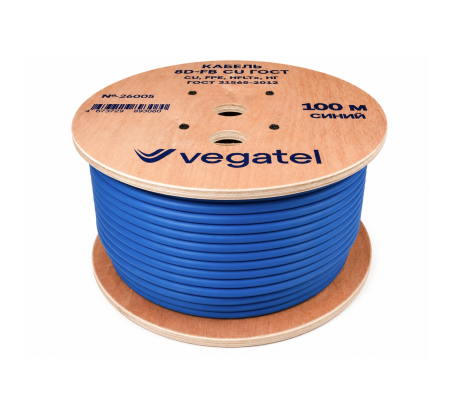 Кабель коаксиальный VEGATEL 8D-FB Cu (ГОСТ, синий) бухта 100м