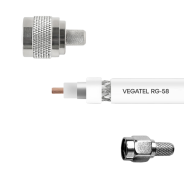 Кабельная сборка VEGATEL RG-58 A/U (ГОСТ, PVC, белый) (SMA-male - N-male)