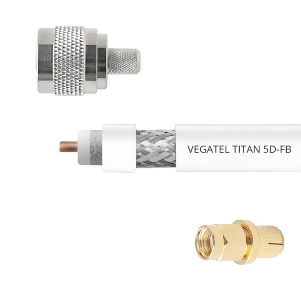 Кабельная сборка VEGATEL 5D-FB (Titan, белый) (SMA-male - N-male)