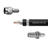 Кабельная сборка VEGATEL RG-58 A/U Cu (ГОСТ, PE, черный) (SMA-male - SMA-female)