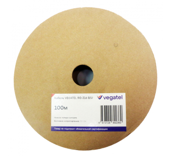 Кабель коаксиальный VEGATEL RG-316 B/U, бухта 100 м