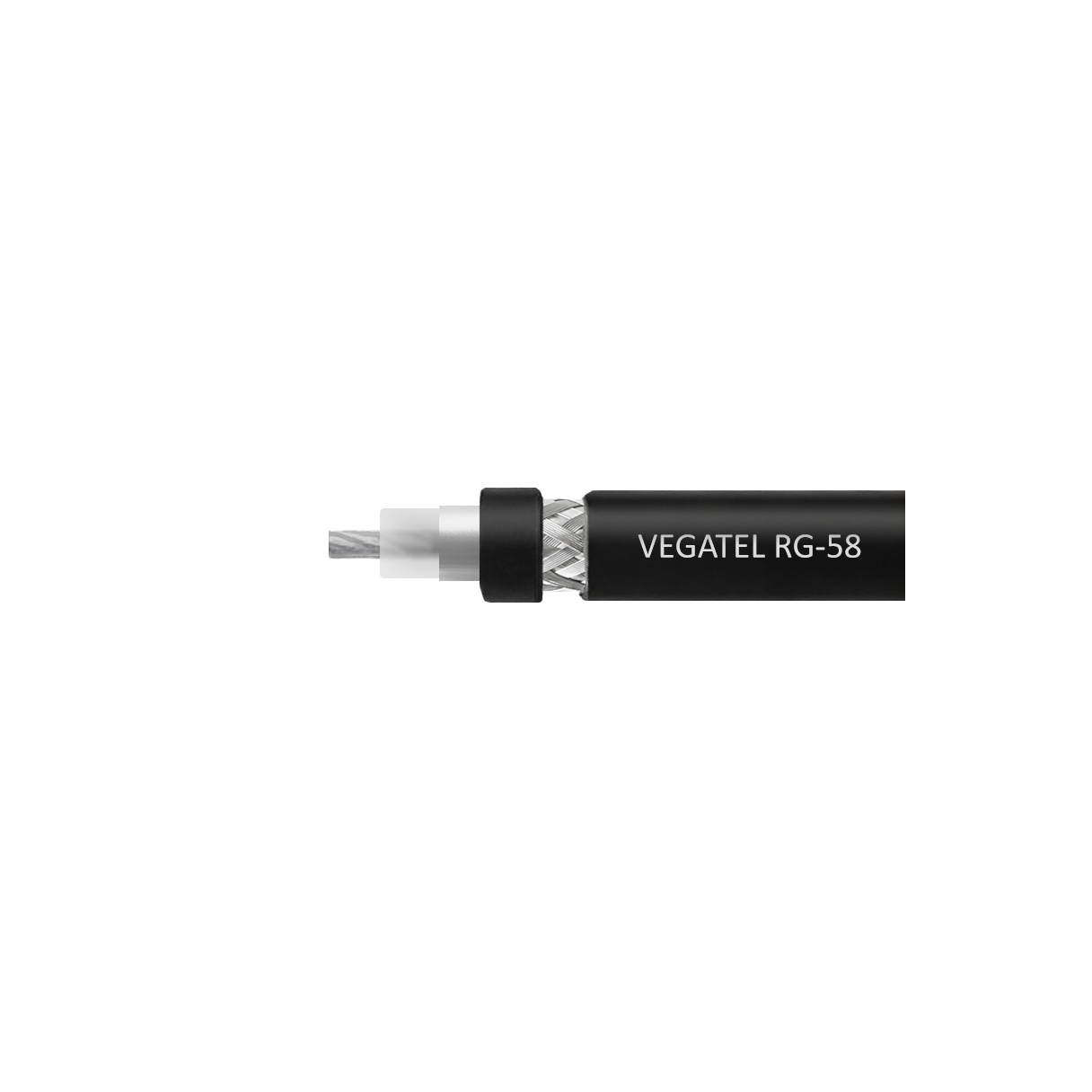 Кабель VEGATEL RG-58 A/U Сu (ГОСТ, PVC, многожильный, черный) бухта 100м