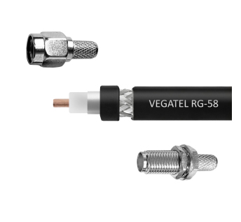 Кабельная сборка VEGATEL RG-58 A/U (ГОСТ, PVC, черный) (SMA-male - SMA-female) 20м